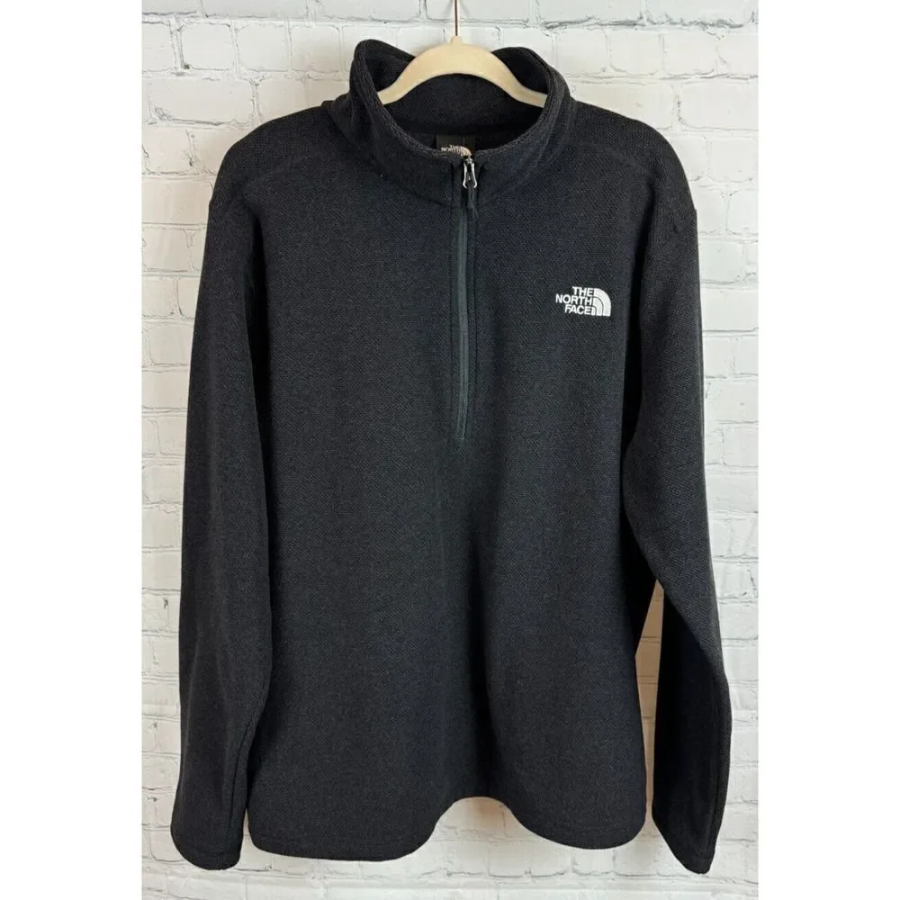 THE NORTH FACE dark gray graphite knit fleece zip mens sweater pullover XL NWOT